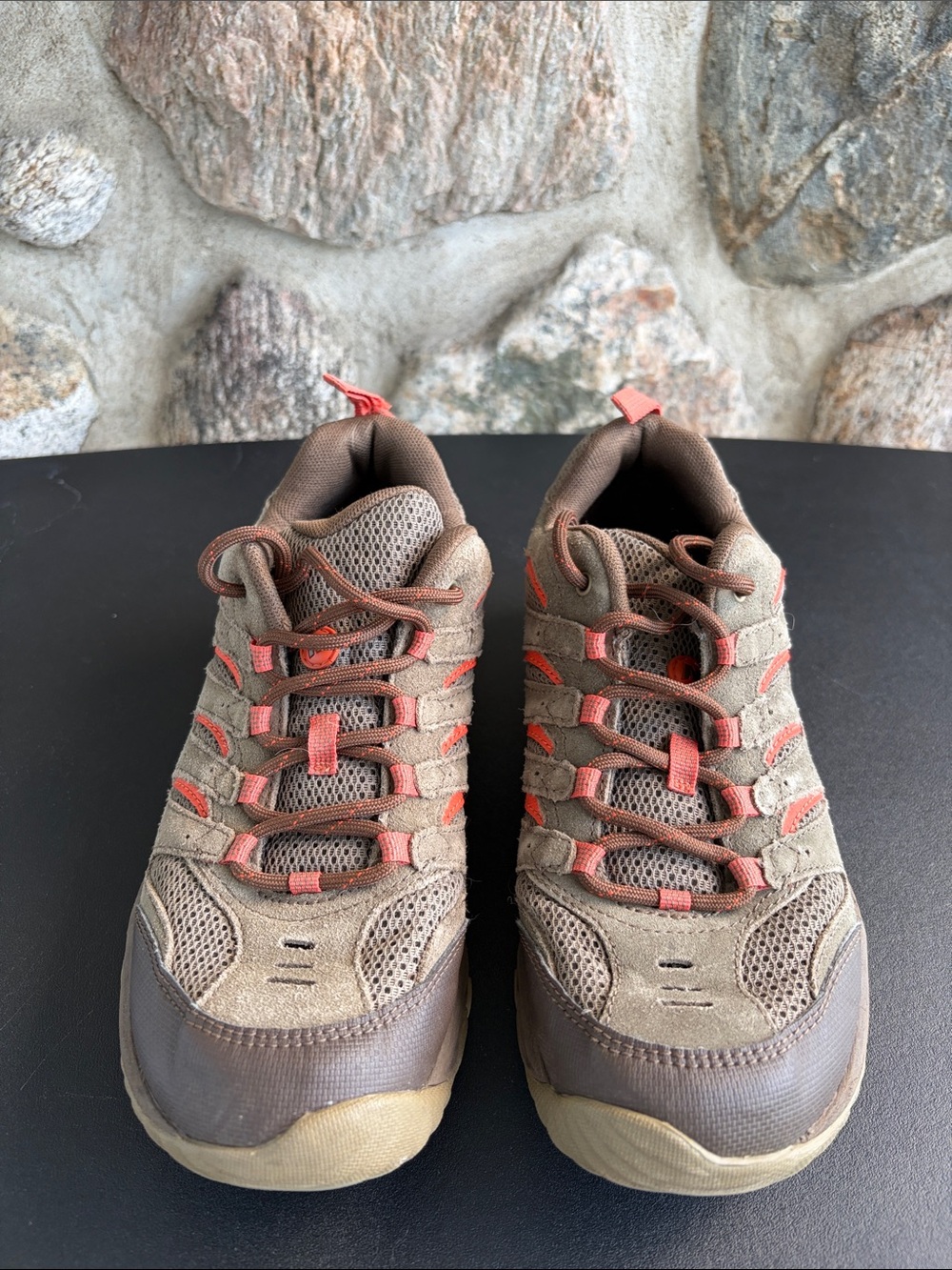 Merrell Brown Sneakers with Coral Accents - Women’s Trail Shoes